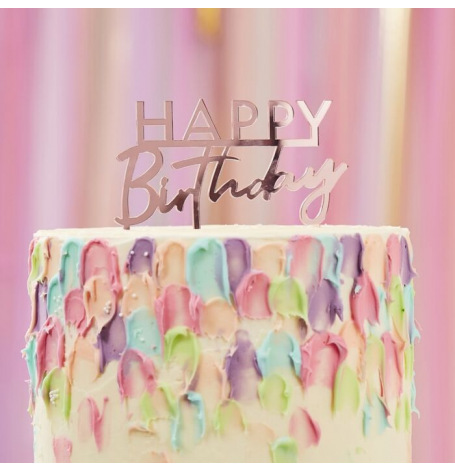 Cake Topper Happy Birthday Rose Gold 
