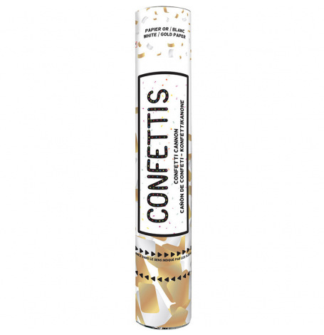 Canon confettis papier mix OR/BLANC | Hollyparty