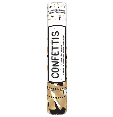 Canon à confettis Papier rectangulaire Noir & Or| Hollyparty
