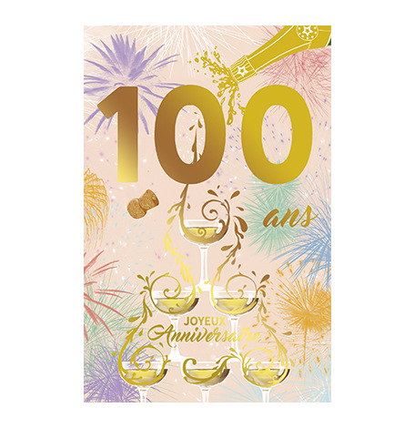 Carte Anniversaire 100 ans - Champagne| Hollyparty