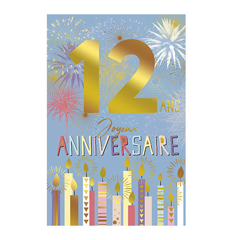 Carte Anniversaire 12 ans - Bougies Anniversaire | Hollyparty
