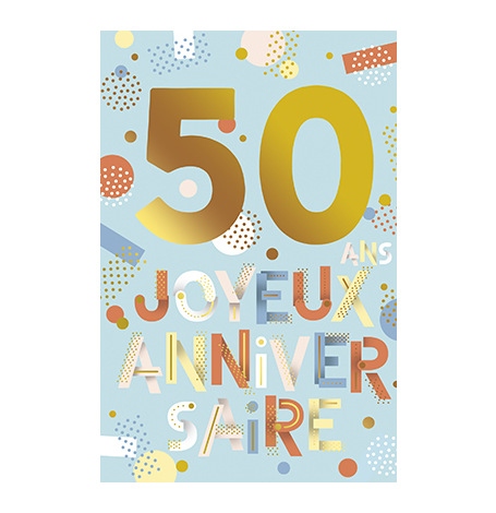 Carte Anniversaire 50 ans - En pointill| Hollyparty