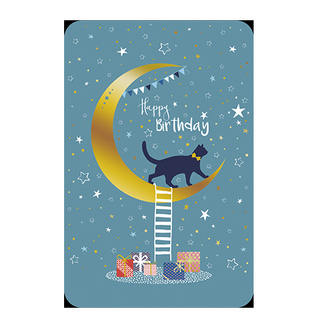 Carte Anniversaire - Chat Nocturne| Hollyparty