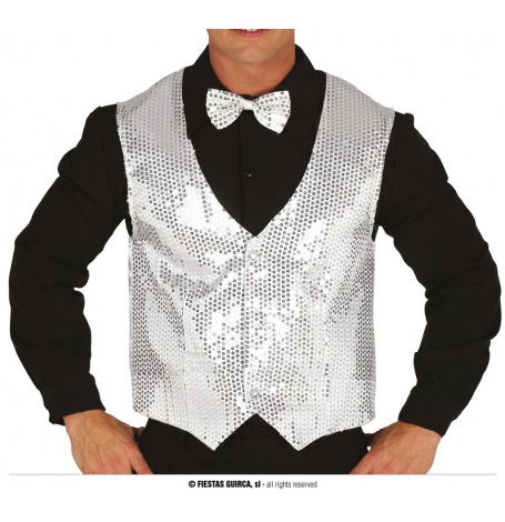 Gilet  sequins argent adulte Homme| Hollyparty