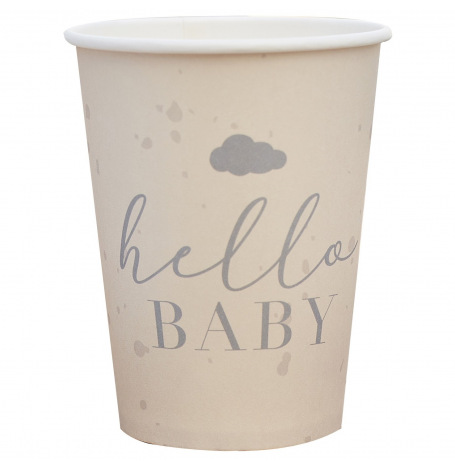 Gobelets en carton Hello Baby (x8)| Hollyparty