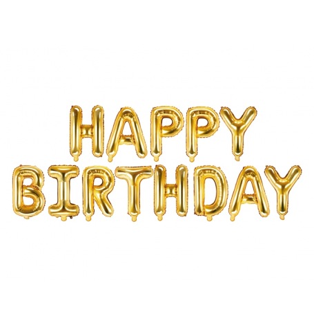 Guirlande Ballons Aluminium Or métallisé Happy Birthday| Hollyparty