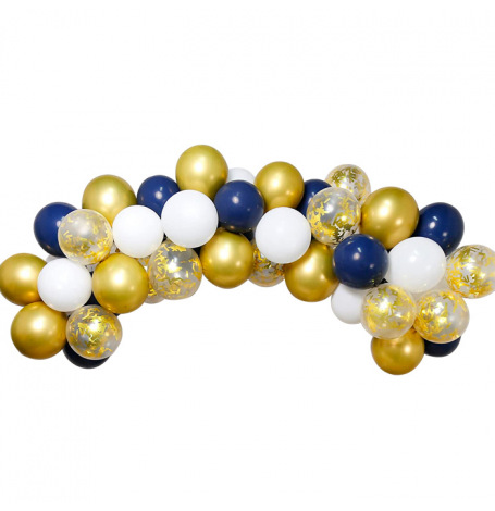 Guirlande de 40 ballons Bleu Marine & Paillette Or | Hollyparty