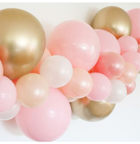 Guirlande de 48 Ballons latex Rose & Or 