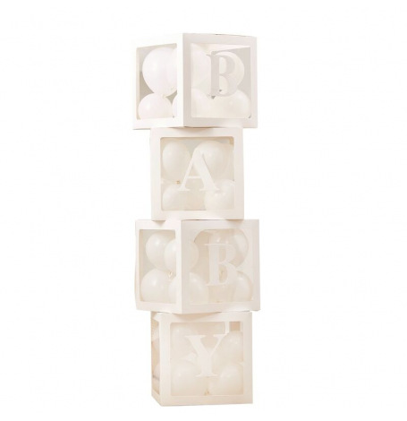 Kit 4 Cubes BEBE ou BABY avec 40 mini ballons | Hollyparty