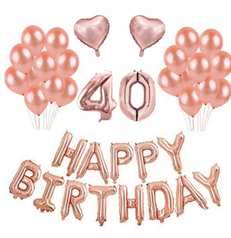 Kit Anniversaire Ballons 40 ans Rose Gold (x21)| Hollyparty