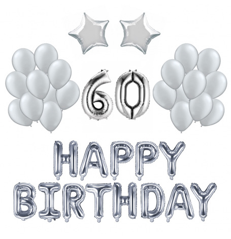 Kit Anniversaire Ballons 60 ans Argent (x21)| Hollyparty
