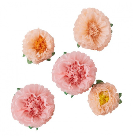 Kit de 5 décorations Fleur de papier Pivoine| Hollyparty