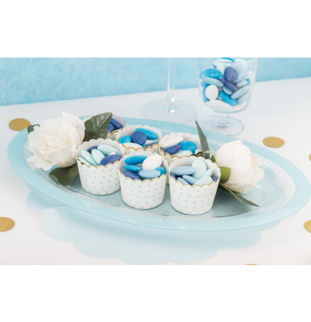 Moules à cupcake Pois Bleu & Or (x20)