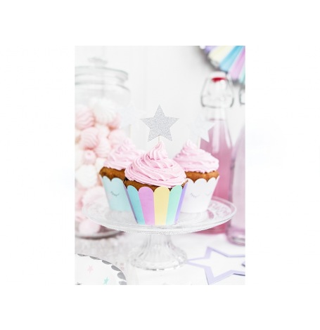 Pics à cupcake Etoile Argentée (x6)
