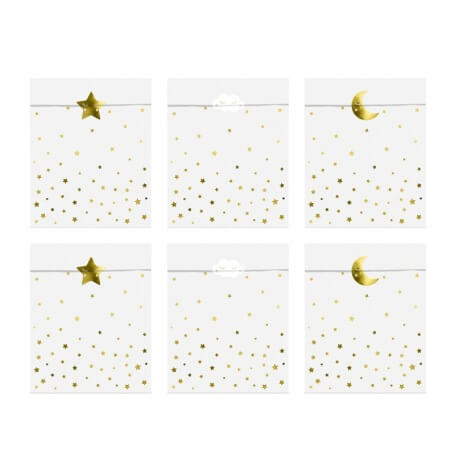 Sachets à bonbon Little Star Blanc & Or (x6)| Hollyparty