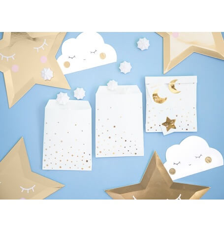 Sachets à bonbon Little Star Blanc & Or (x6)