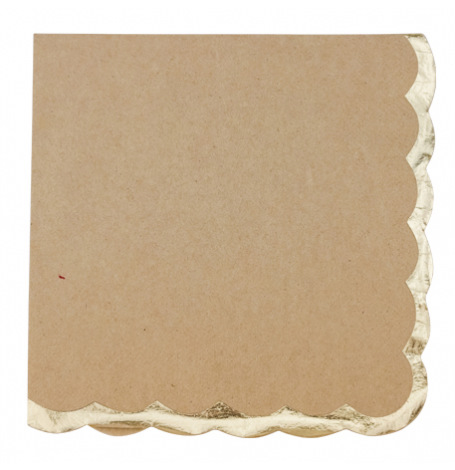 Serviettes papier Kraft et Or Unies (x16)| Hollyparty