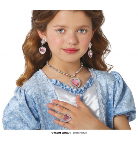 Set Princesse Rose (collier, baque, boucle d'oreille)| Hollyparty
