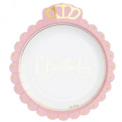Assiettes 1st Birthday Couronne Rose & Or (x8)