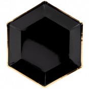 Assiettes en carton Héxagonale Noir & Or (x6)
