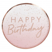 Assiettes Happy Birthday Ombre Rose Gold (x8)