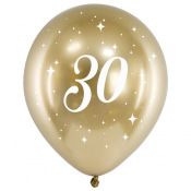 Ballons Anniversaire 30 ans Or Chromé (x6)