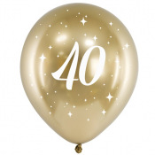 Ballons Anniversaire 40 ans Or Chromé (x6)