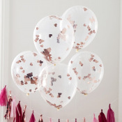 Ballons Confettis Coeur Rose Gold (x5)