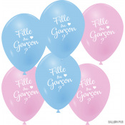 Ballons Latex Bleu Rose Fille ou Garçon (x6)