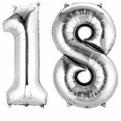 Ballons Mylar Aluminium Chiffre 18 ans Argent 