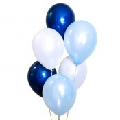 Bouquet 6 Ballons Baudruche Biodégradable Bleu & Blanc 