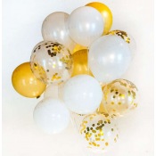 Bouquet Ballons Baudruche Biodégradable Blanc & Or