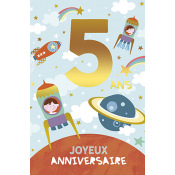 Carte Anniversaire 5 ans - Espace