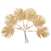 Feuilles de palme sur tige pailleté Or Antique (x6)