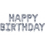 Guirlande Ballon Aluminium Mylar Happy Birthday Argent