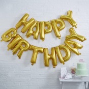 Guirlande Ballons Lettre  Happy Birthday Or