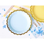 Petites Assiettes en carton Uni Bleu & Or (x6)