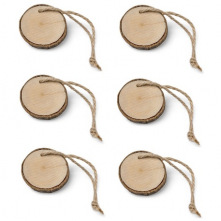 6 petits rondins en bois avec ficelle 
