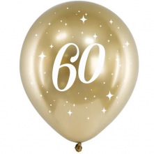 Ballons Anniversaire 60 ans Chromé Or (x6)