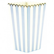 Boîtes à popcorn Rayure Bleu Pastel & Or (x8)
