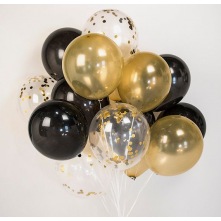 Bouquet Ballons Baudruche Biodgradable Noir & Or 