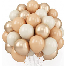 Bouquet de 24 Ballons Nude, Pêche & Chromé Or