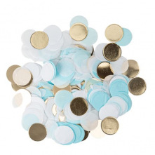 Confettis de table Papier Bleu Ciel, Blanc & Or - 3cm 