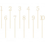 10 numéros de table en bois sur pic, 25 cm