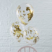 Ballons Confettis Or (x5)