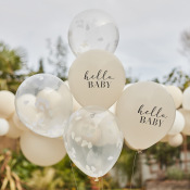 Ballons Hello Baby Taupe & Nuage (x5)