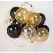 Bouquet Ballons Baudruche Biodgradable Noir & Or 