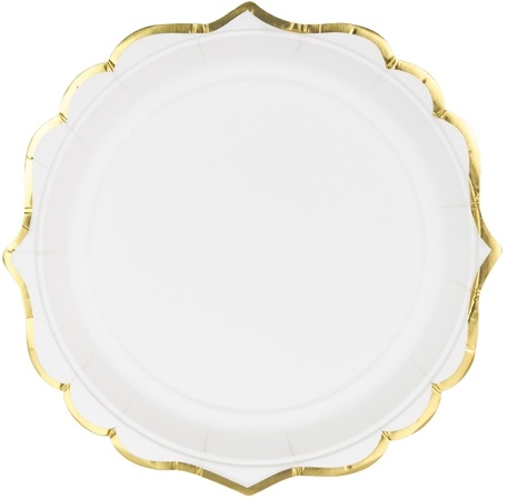 Assiette en porcelaine avec liseré doré (lot de 6) assiettes
