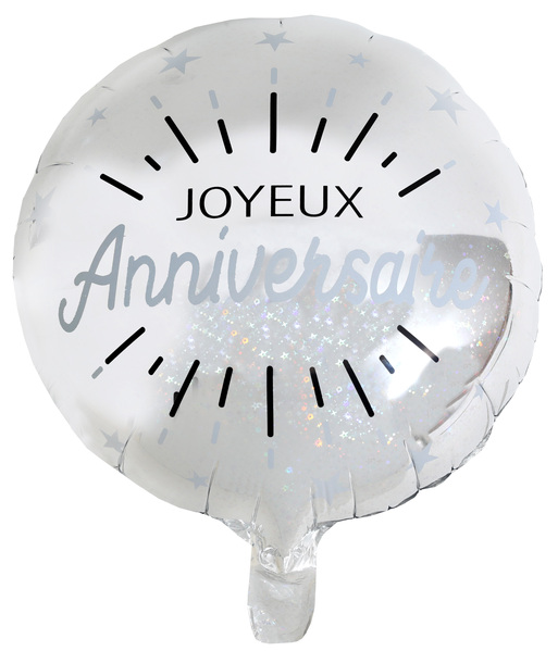 Ballon aluminium anniversaire 6ans argent BA3000-BA3008
