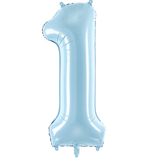 Ballon mylar chiffre 1 Bleu Pastel (Géant)